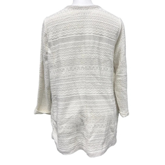 Talbots Woman Petites Ivory Metallic Stripe Textured
Knit Open Front Cardigan - Picture 7 of 11